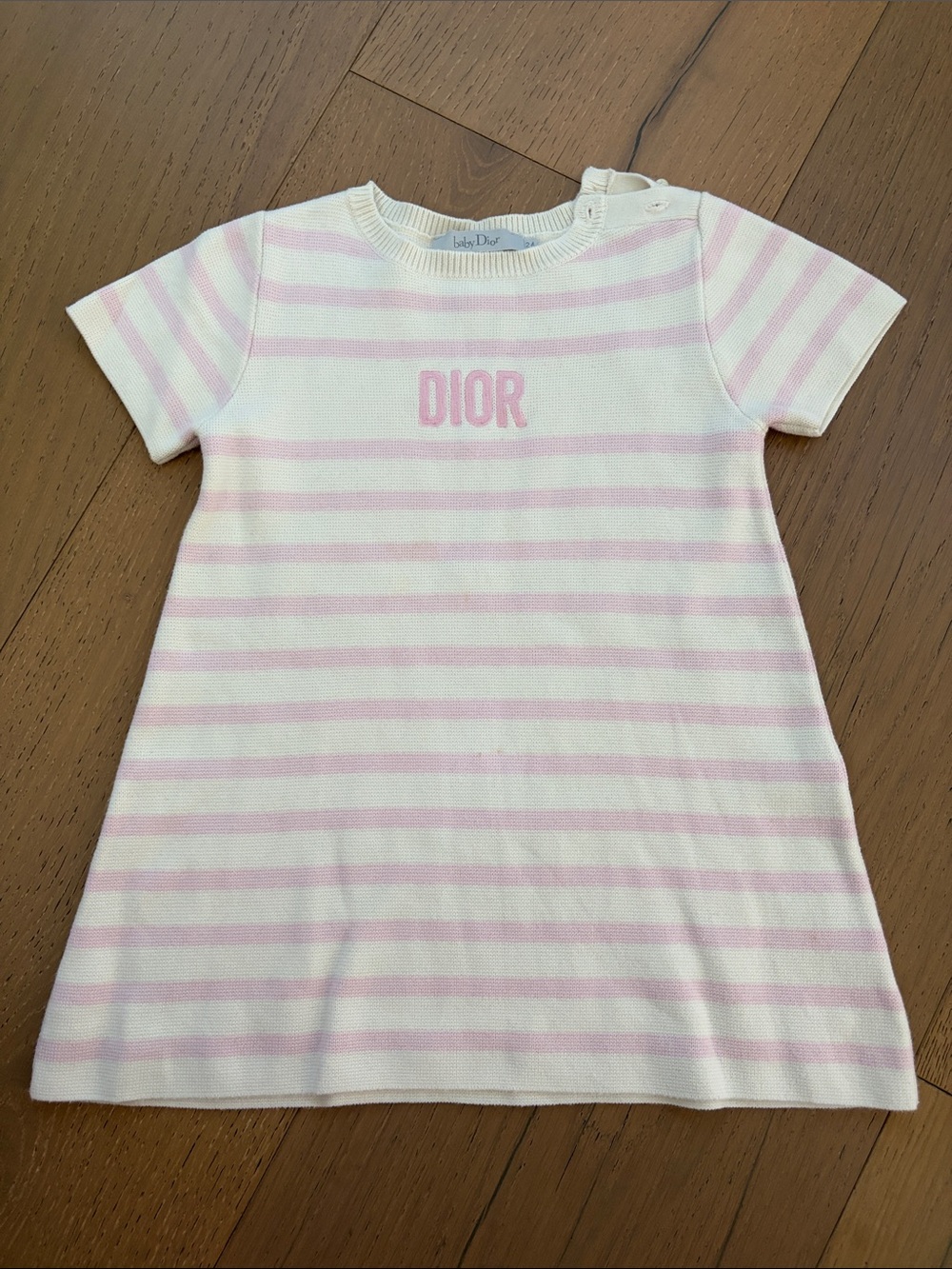 Dior Pink and White Striped Knit Dress